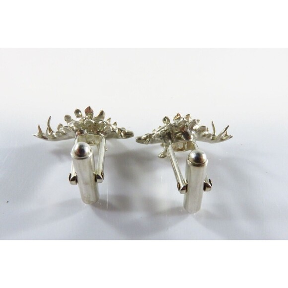 Vintage Stegosaurus Sterling Silver Bullet Back Dress Cufflink Set - Picture 5 of 8